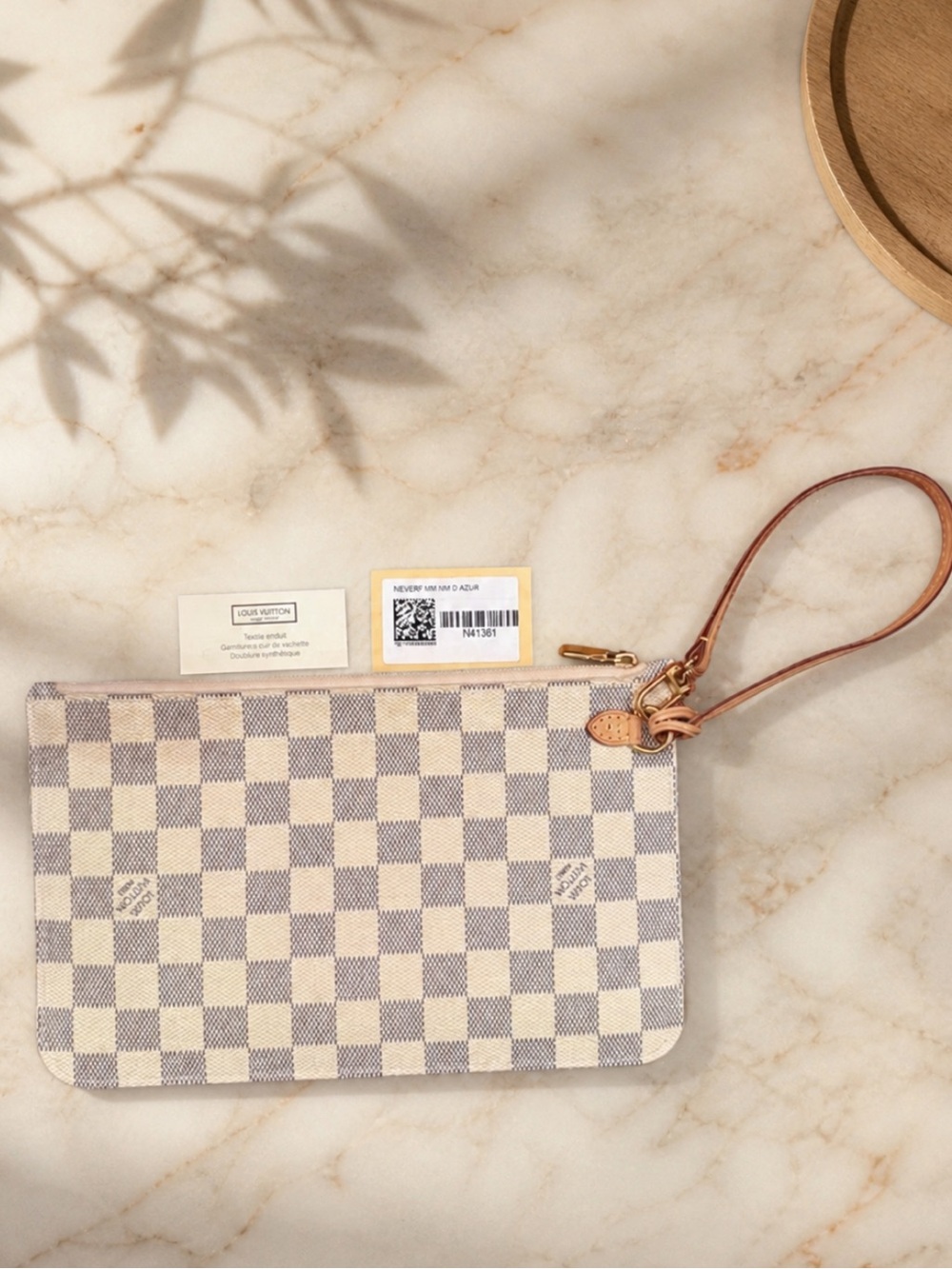 Louis Vuitton Neverfull Wristlet Damier Azure